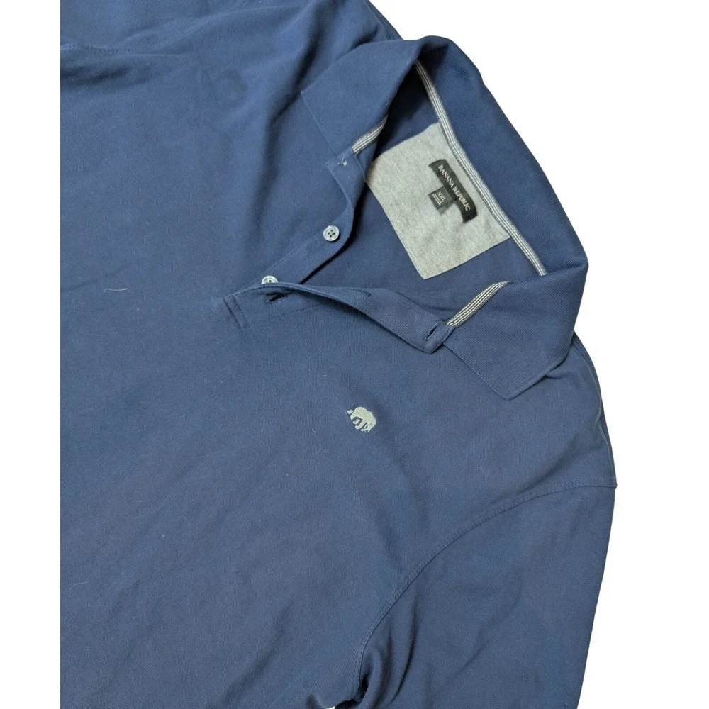 Banana Republic Solid Blue Short Sleeve Pique‎ Polo Men's XXL